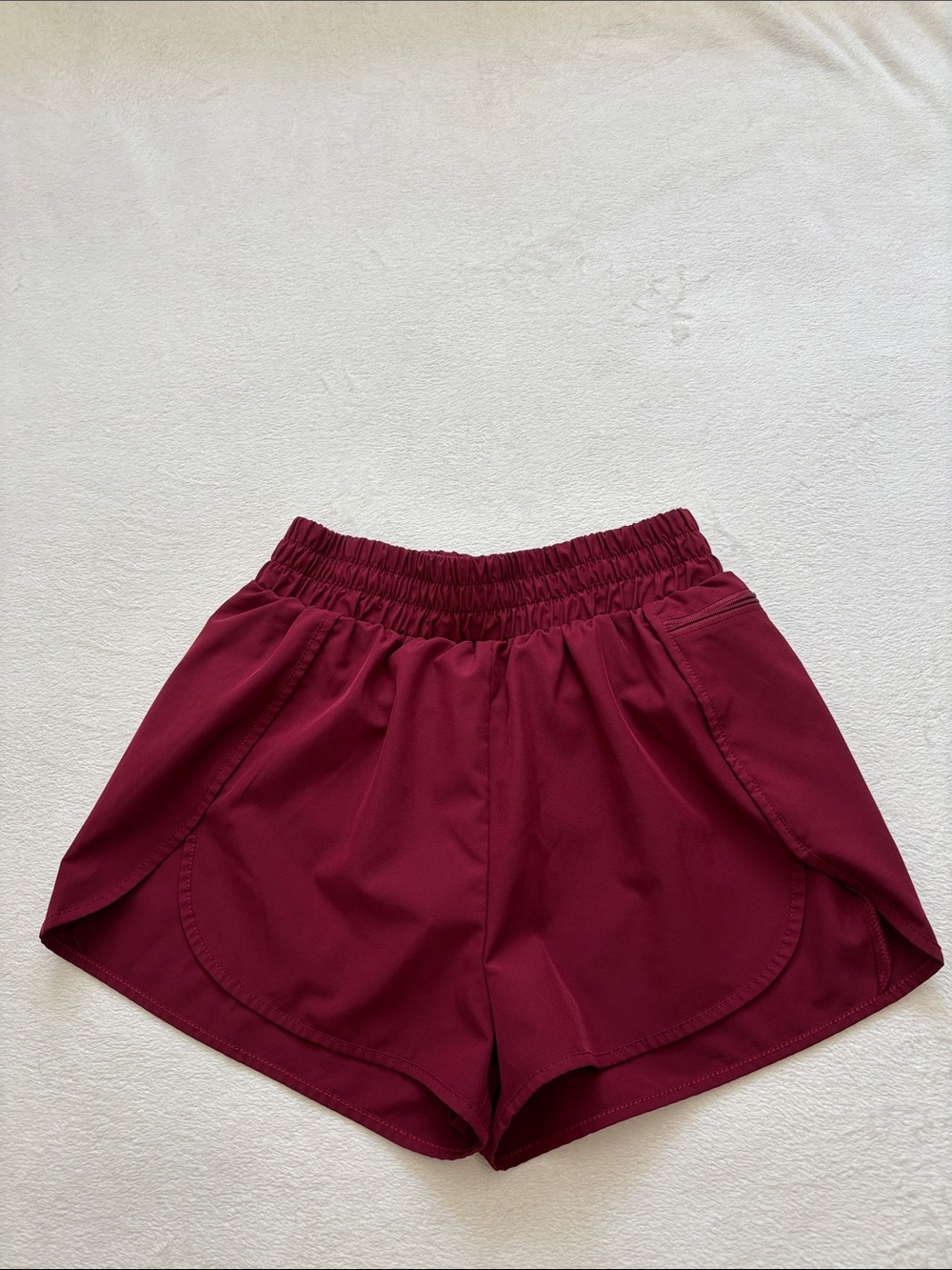 Women's Athletic Elastic-Waist Shorts in Burgundy